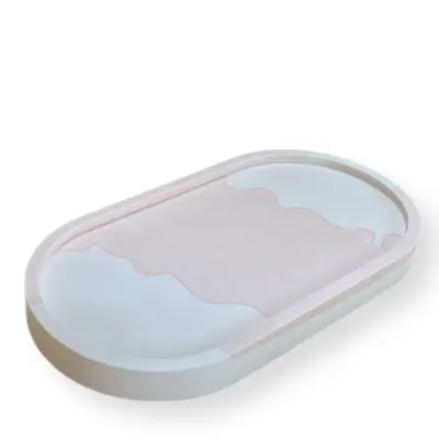 Vide-poche ovale blanc et nude