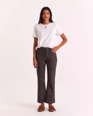 Jean Jules léopard fauve chocolat  (le bootcut)