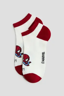 Lot de 5 paires de chaussettes invisibles - Rouge foncé/Marvel Comics