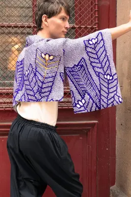 Kimono Boléro en Soie Shibori brodé