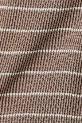 Ensemble 2 pièces en coton gaufré - Beige/rayures blanches