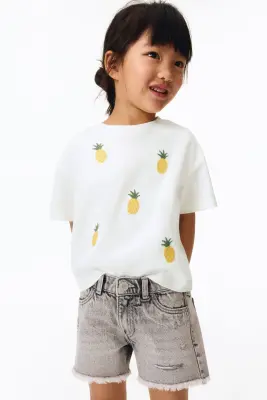 T-shirt ornementé - Blanc/ananas