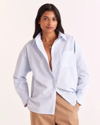 Chemise Hector rayures bleu ciel