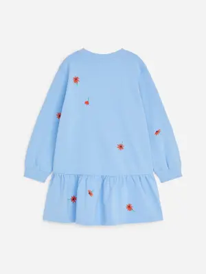 Robe sweat brodée - Bleu/Marguerites