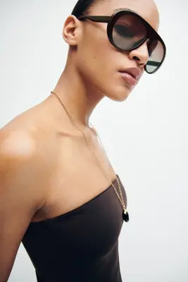 Aviator-style sunglasses - Marron