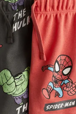 Lot de 2 shorts en molleton imprimé - Rouge/Marvel Comics