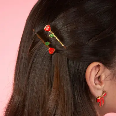 Duo de barrettes fines Roses Coucou Suzette
