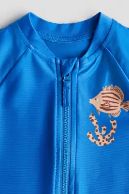 Maillot de bain UPF 50 - Bleu vif/poisson