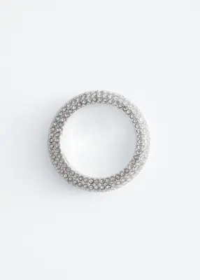 Bague épaisse à strass - Argenté