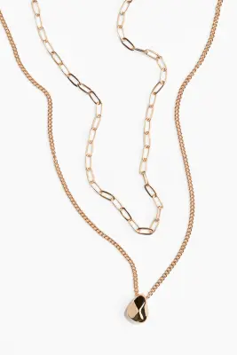 Collier à deux rangs avec pendentifs - Doré