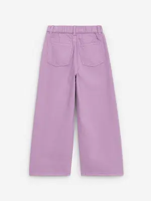 Pantalon large en jean - Mauve