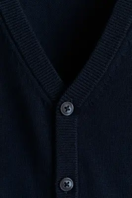 Gilet en maille fine de coton - Bleu marine