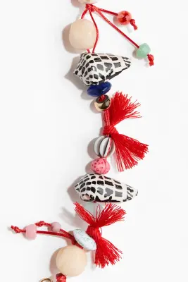 Bracelet cordon ornementé - Rouge/marbré