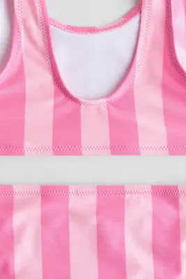 Maillot deux pièces imprimé - Rose/rayé