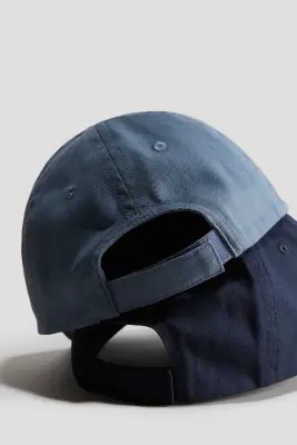Lot de 2 casquettes en twill de coton - Bleu marine/bleu ancien