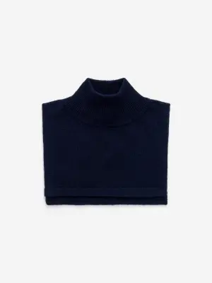 Col cheminée en laine mérinos - Bleu foncé