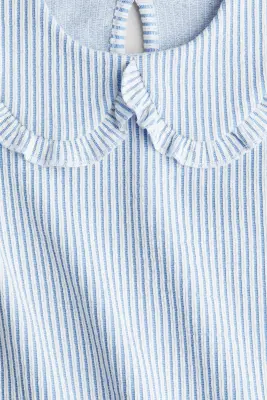 Robe trapèze avec col - Bleu/rayures blanches