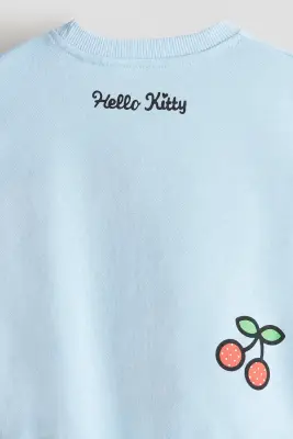 Sweat imprimé en coton - Bleu clair/Hello Kitty