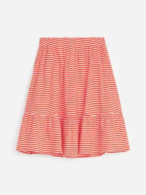 Jupe à volants en jersey - Rouge/Blanc