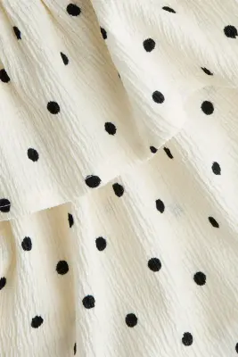Jupe à étages froissée - Crème/pois