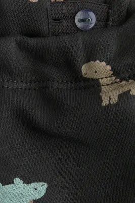 Pantalon jogger en molleton imprimé - Gris foncé/dinosaures