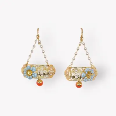 Boucles Totem Camélia Ciel