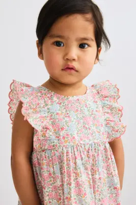 Robe en coton - Rose clair/fleuri
