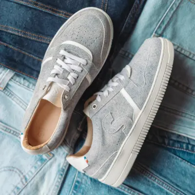 Baskets Bellis Bleu Clair - cuir texturé