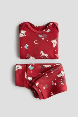 Ensemble 2 pièces en coton - Rouge/Noël