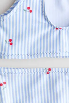 Maillot deux pièces imprimé - Bleu clair/cerises