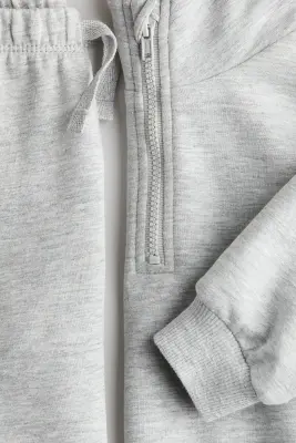 Ensemble 2 pièces en molleton - Gris clair chiné