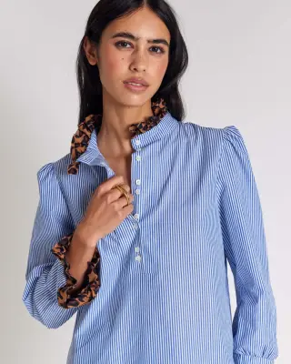 Blouse Source rayures bleu et léopard