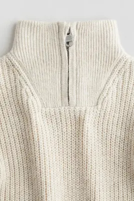 Pull avec col zippé - Beige clair