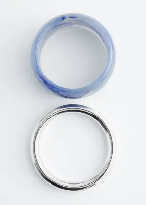Ensemble de bracelets manchettes - Argenté/Bleu