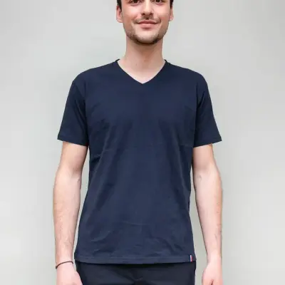 T-shirt Martin col V bleu marine
