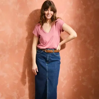 T-shirt Alina rose col V