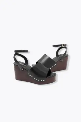 Sandales cuir talon compensé