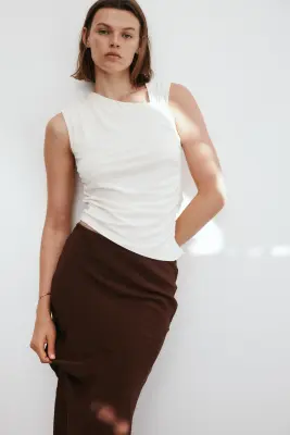 Slip skirt en satin - Brun rouille