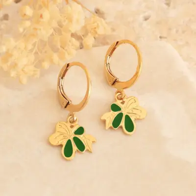 Boucles d'Oreilles Nymphea Emeraude