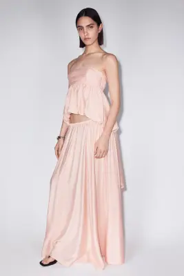 Jupe maxi en viscose mélangée - Rose pêche