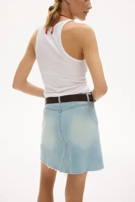 Jupe trapèze en denim - Bleu denim clair