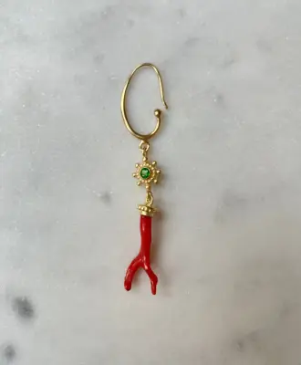 Nouveau ! ROOM SERVICE JEWELRY Mono Boucle d'oreille Nausicca Corail