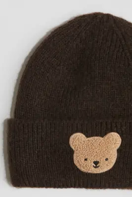 Bonnet avec application - Marron