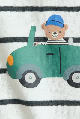 T-shirt imprimé en coton - Blanc/voiture