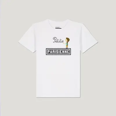 T-SHIRT ENFANT COTON BIO IMPRIMÉ - PETITE PARISIENNE - BLANC