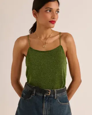 Top Amandier vert irisé