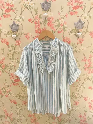 Nouveau ! LAURENCE BRAS Blouse Dida Green Stripe -30%