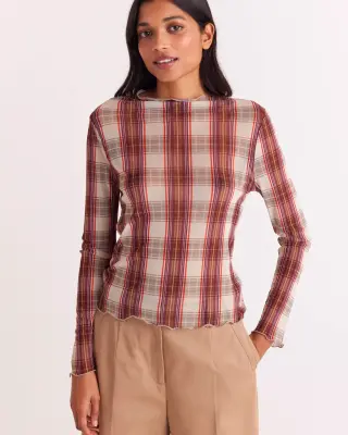 Top Isabella tartan rouge et beige