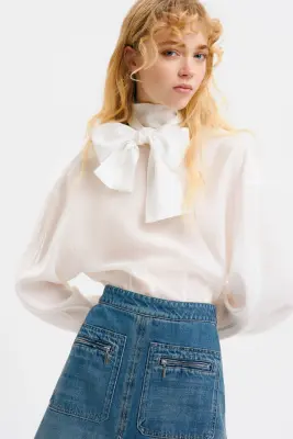 Jupe trapèze en denim - Bleu denim