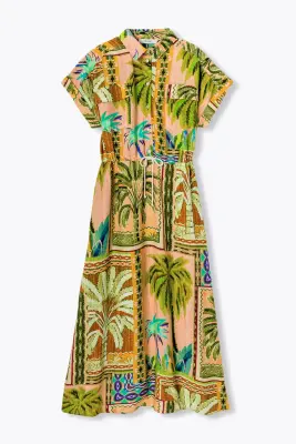 Longue robe-chemise imprimée